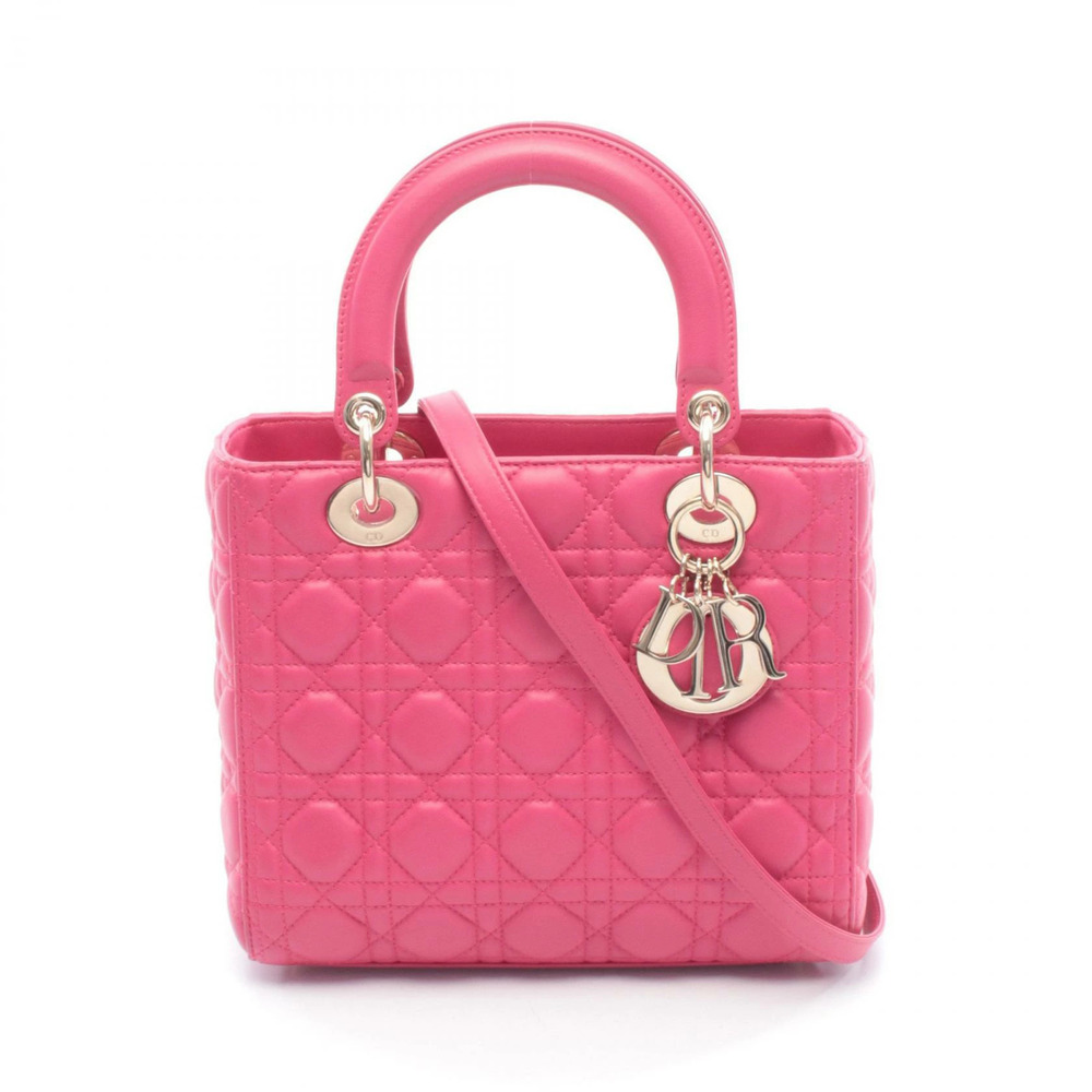Dior Lady handbag leather pink